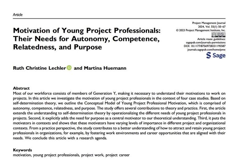 Erste Seite des Artikels im Project Management Journal
